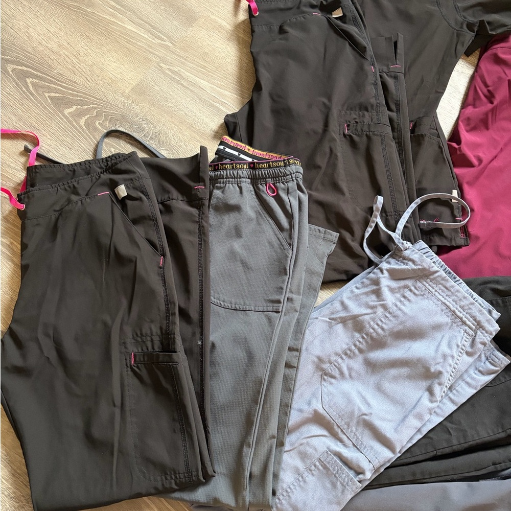 Mixed Women's Scrub Tops & Pants in Black, Gray, Burgundy - Picture 5 of 5